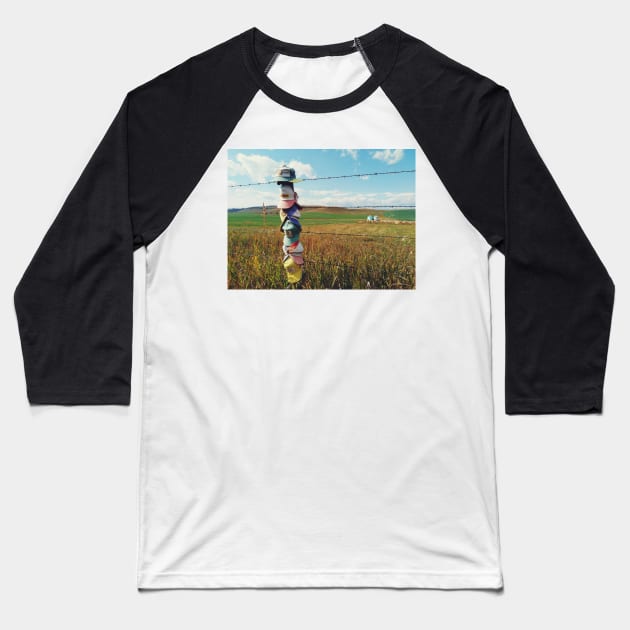 Agriculture farmland in Canadian prairie, Alberta, Canada. Baseball T-Shirt by Nalidsa